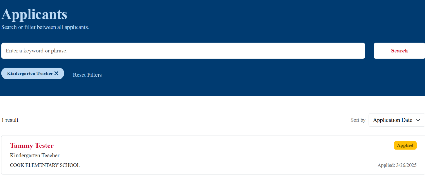 Image of the applicant list of those who have applied for the open position, Picture