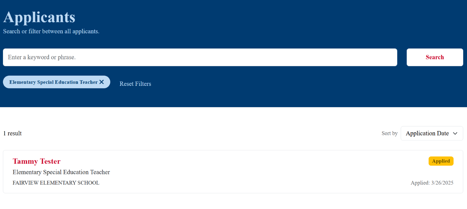 Image of the applicant list of those who have applied for the open position, Picture
