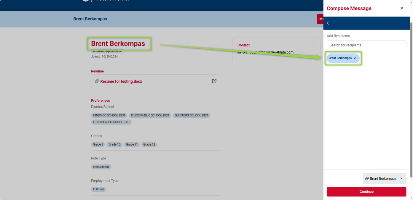 This image shows the area where recipients are shown and may be added. , Picture