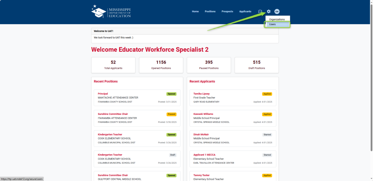 Image showing how to navigate to the Users page, Picture, Picture