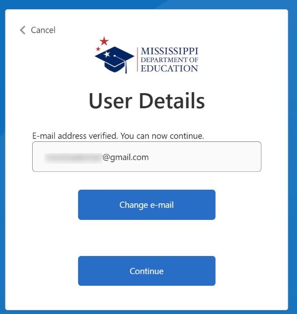 Email address confirmation message, Picture